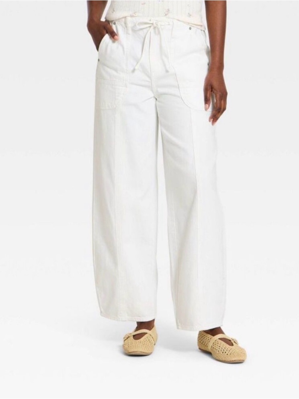 Universal Thread White Wide-Leg Drawstring Pants- size 8